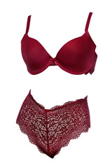 BLS - Fiona Wired And Padded Bra Set - Burgundy view 4