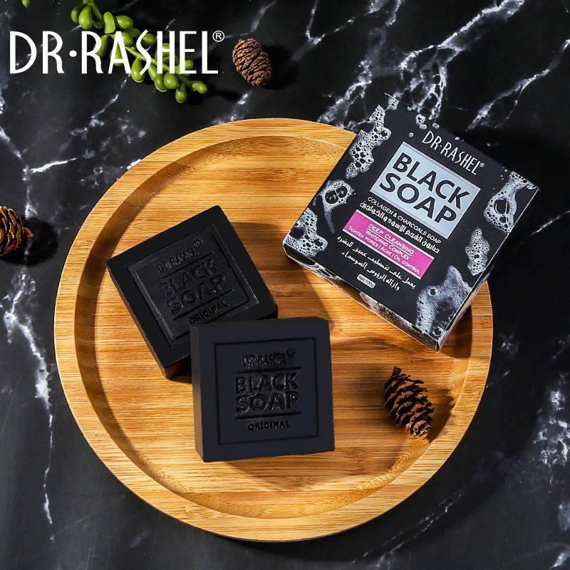 Dr Rashel - Collagen Charcoal Black Soap Deep Cleansing Facial Soap Tighten Pores, Acne & Oil Control - 100g — image 1 — Meeshop Pakistan