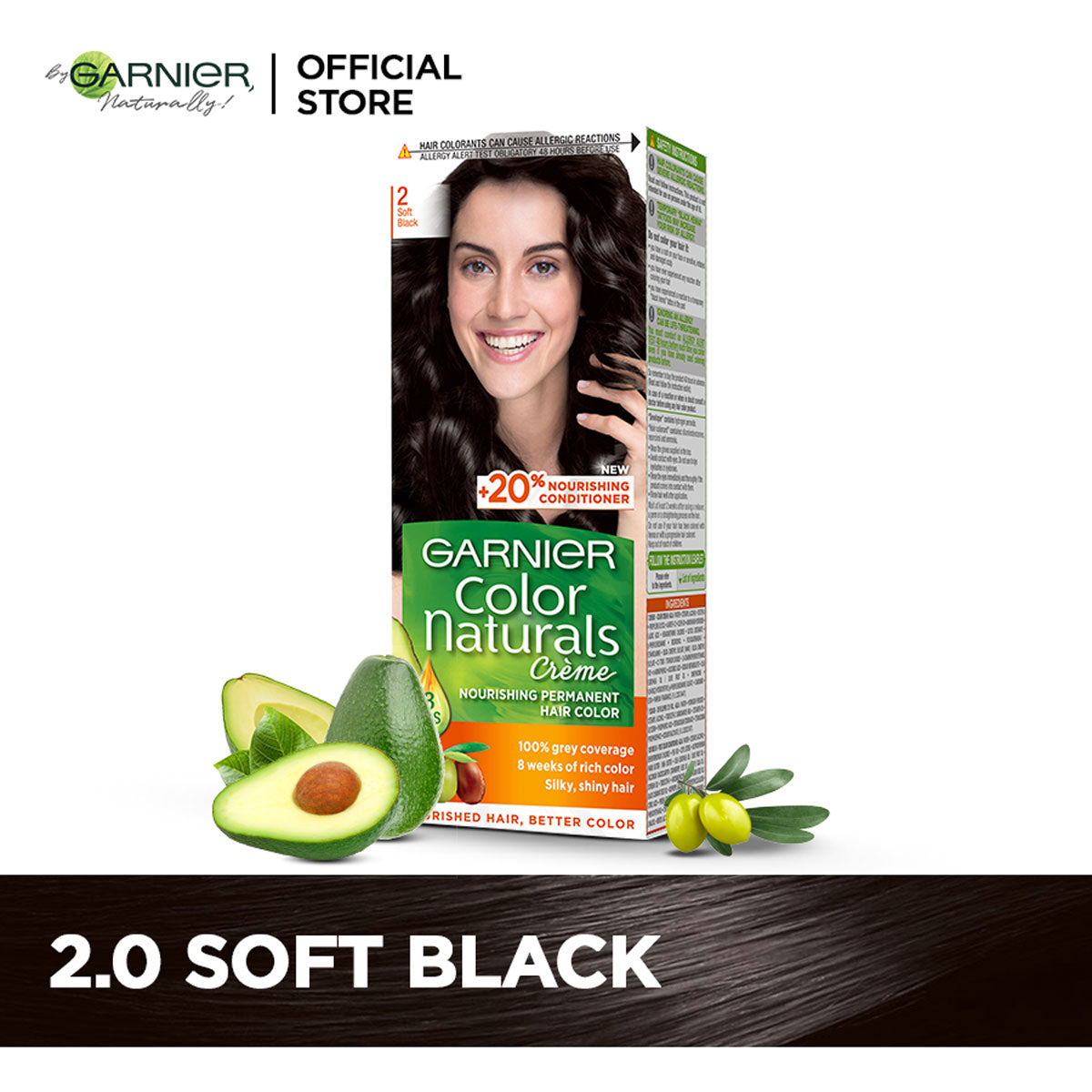 Garnier - Color Naturals Crème Hair Color - 2.0 Soft Black — image 1 — Meeshop Pakistan