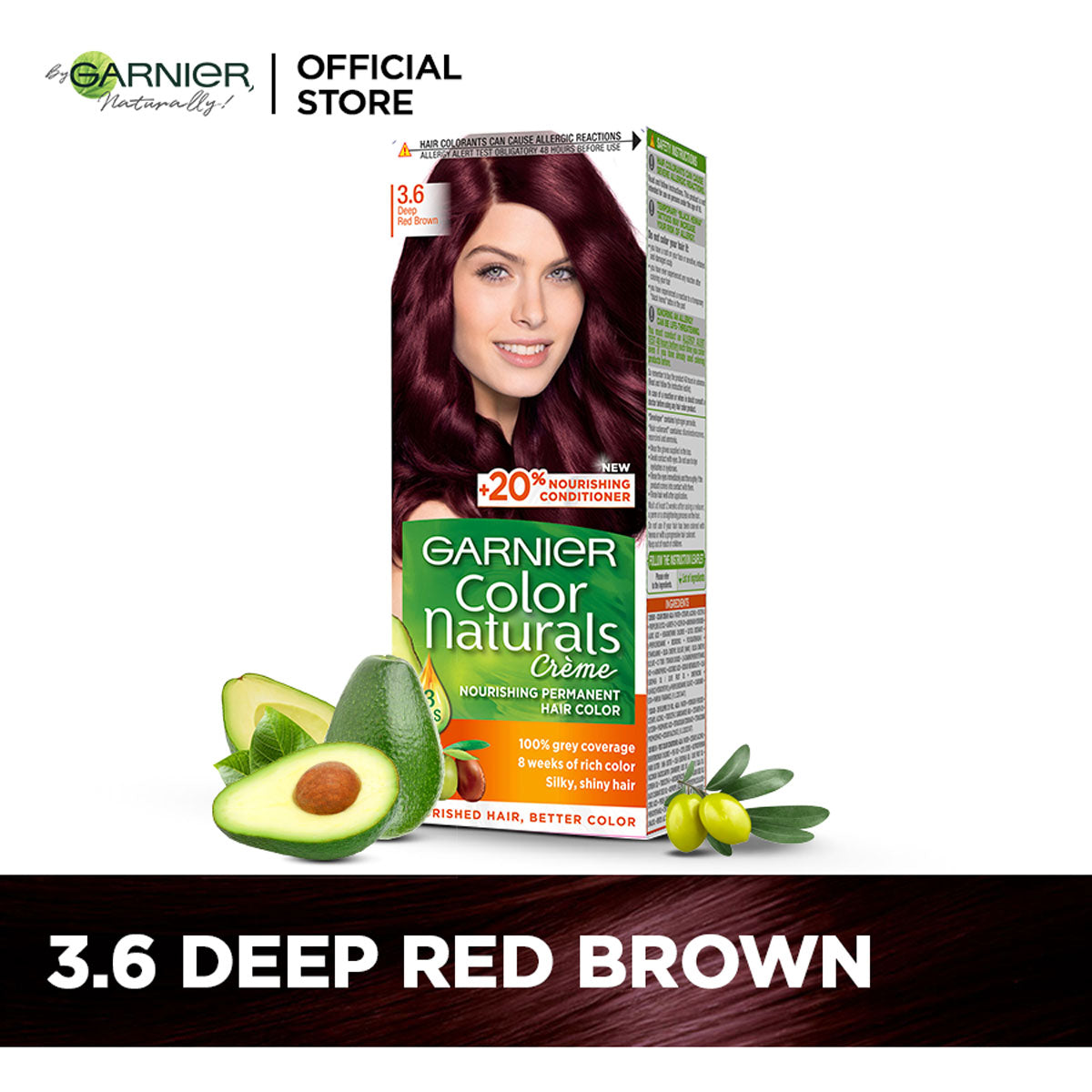 Garnier - Color Naturals Crème Hair Color - 3.6 Deep Red Brown — image 1 — Meeshop Pakistan