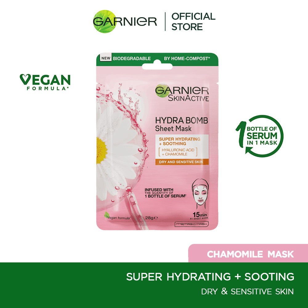 Garnier - Skin Active Hydra Bomb Chamomile Tissue Face Mask - Hydrating and Soothing 28g — image 1 — Meeshop Pakistan
