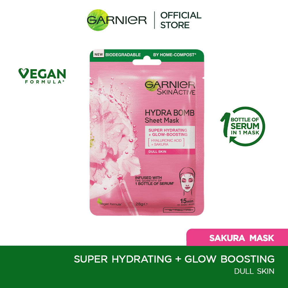 Garnier - Skin Active Hydra Bomb Sakura Tissue Face Mask - Hydrating and Glow Boosting 28g — image 1 — Meeshop Pakistan