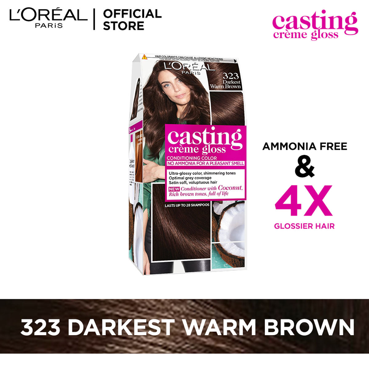 LOreal Paris - Casting Crème Gloss Hair Color - 323 Darkest Warm Brown — image 1 — Meeshop Pakistan