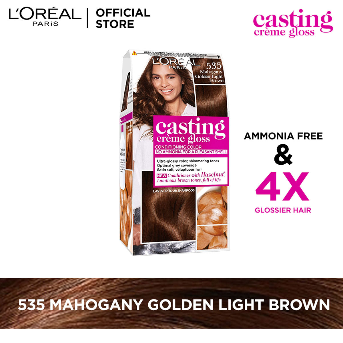 LOreal Paris - Casting Crème Gloss Hair Color - 535 Mahogany Golden Light Brown — image 1 — Meeshop Pakistan