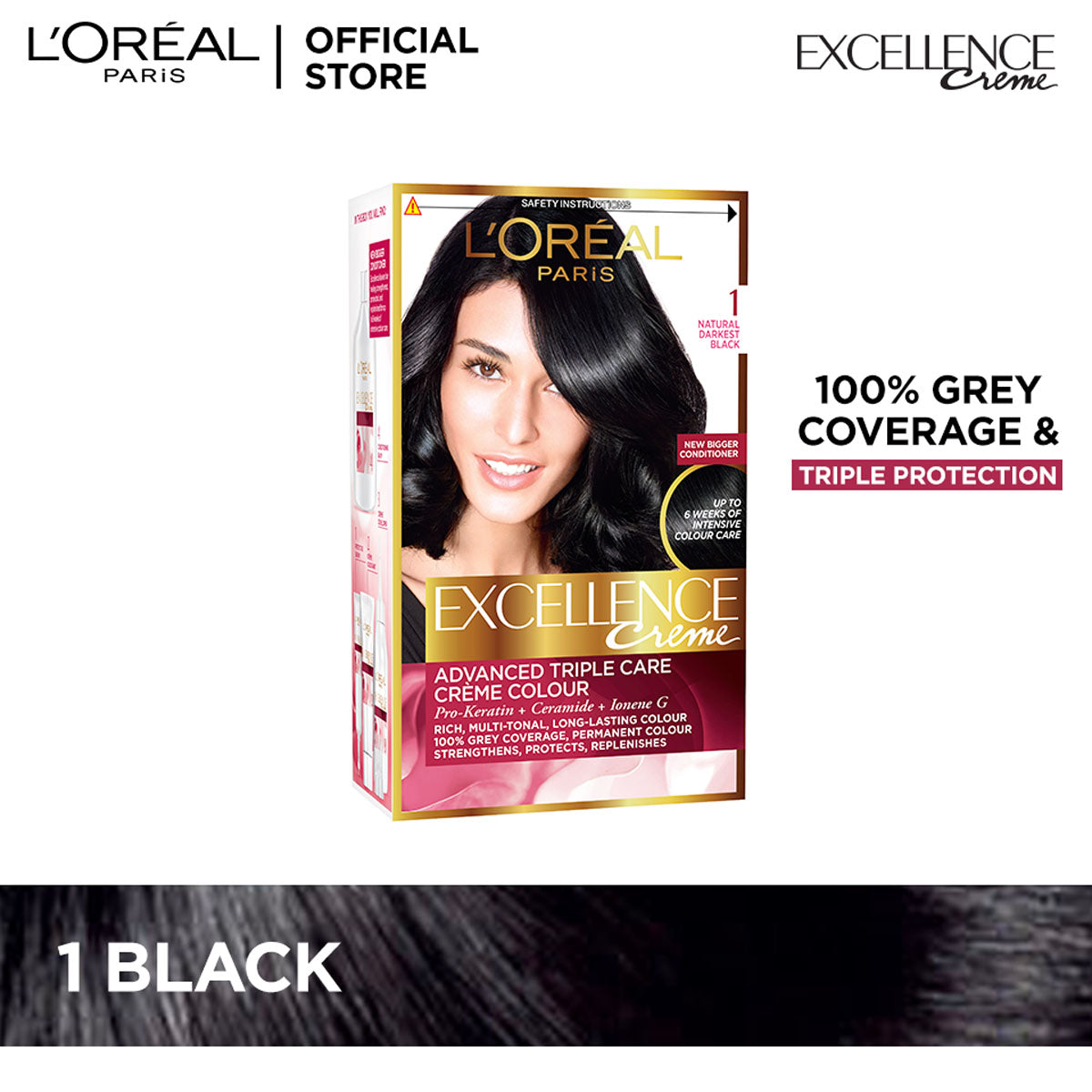 LOreal Paris - Excellence Crème Hair Color - 1 Black Noir — image 1 — Meeshop Pakistan