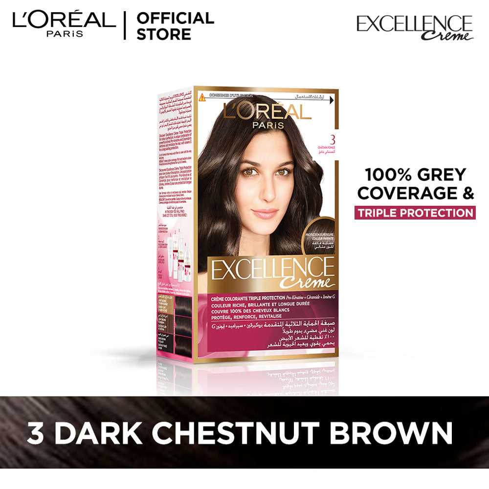 LOreal Paris - Excellence Crème Hair Color - 3 Dark Chestnut Brown — image 1 — Meeshop Pakistan