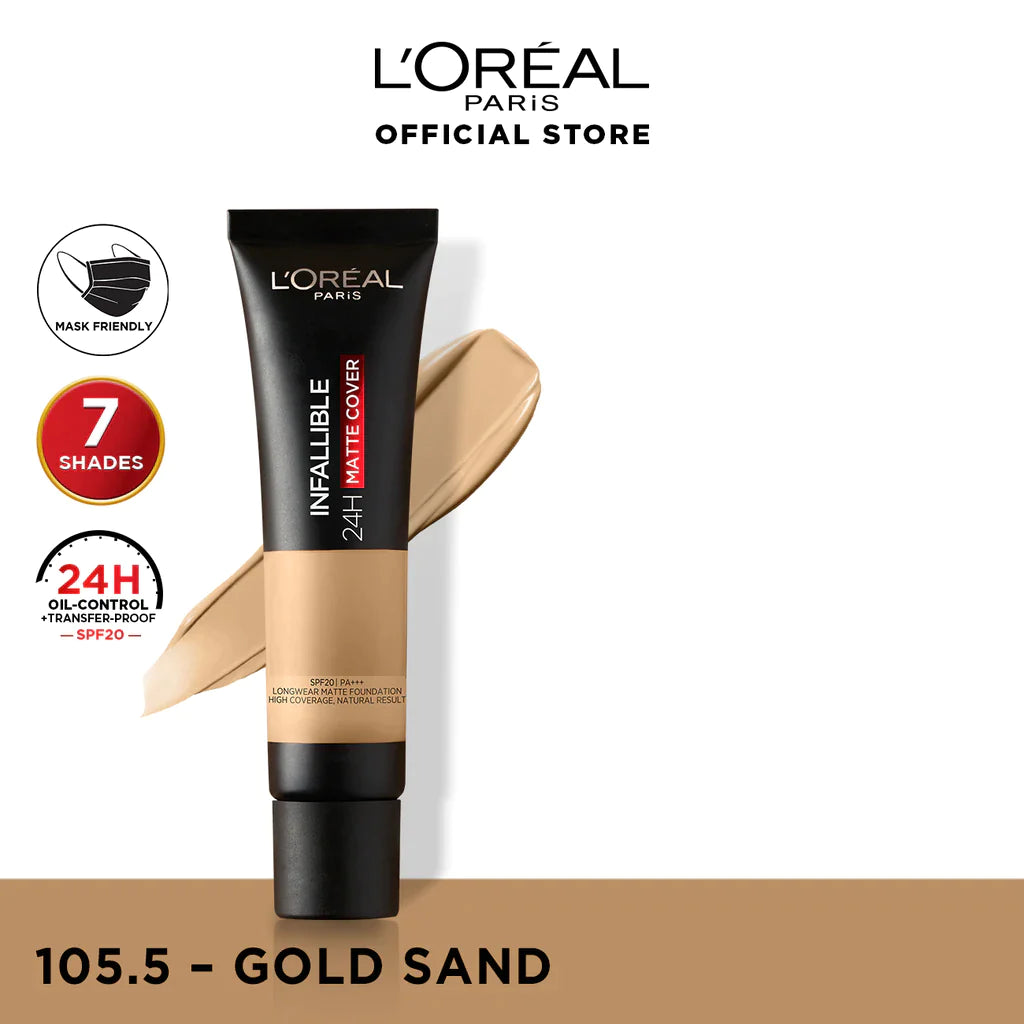 LOreal Paris - Infallible 24H Matte Cover Liquid Foundation - 105.5 Gold Sand — image 1 — Meeshop Pakistan