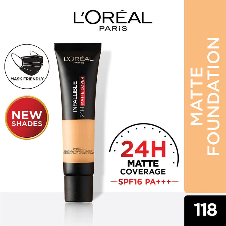 LOreal Paris - Infallible 24H Matte Cover Liquid Foundation - 118 Rose Linen — image 1 — Meeshop Pakistan
