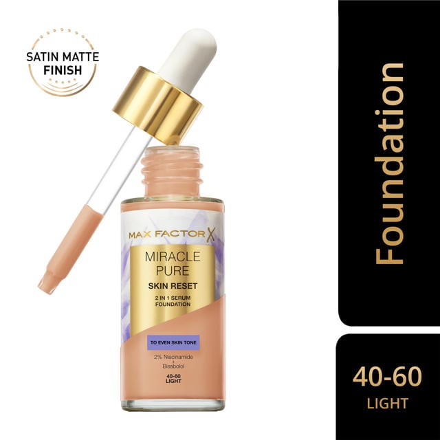 Max Factor - Miracle Pure Skin Reset Foundation - 40-60 light — image 1 — Meeshop Pakistan