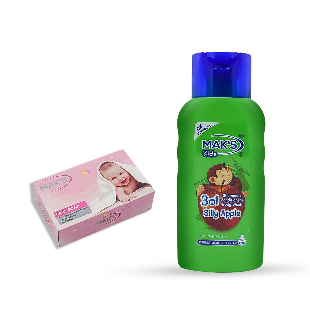 Maks - Kids Silly Apple 3In1 Shampoo + Conditioner & Body Wash - 300ml With Baby Soap — image 1 — Meeshop Pakistan